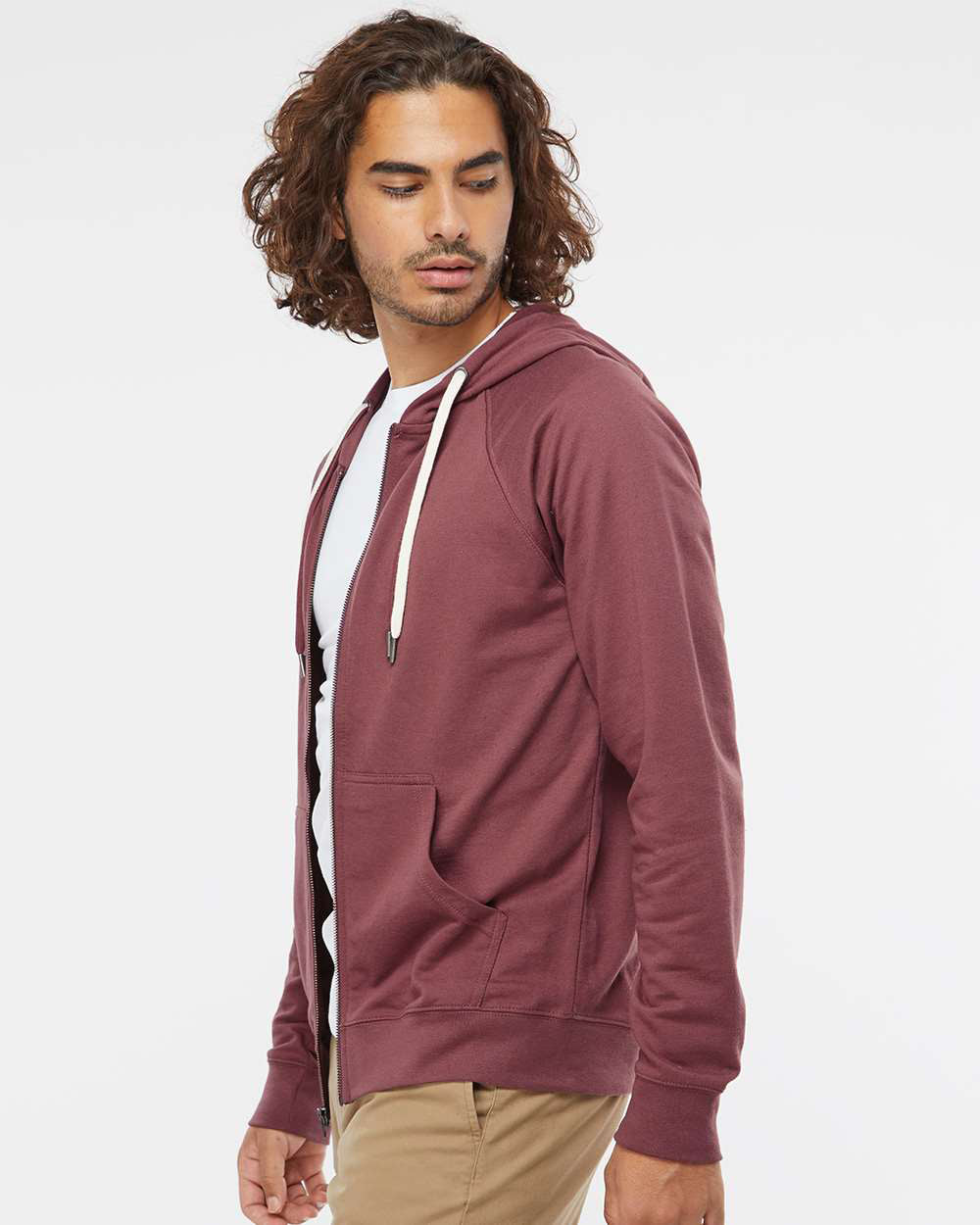 Unisex Lightweight Loopback Terry Zip Hood