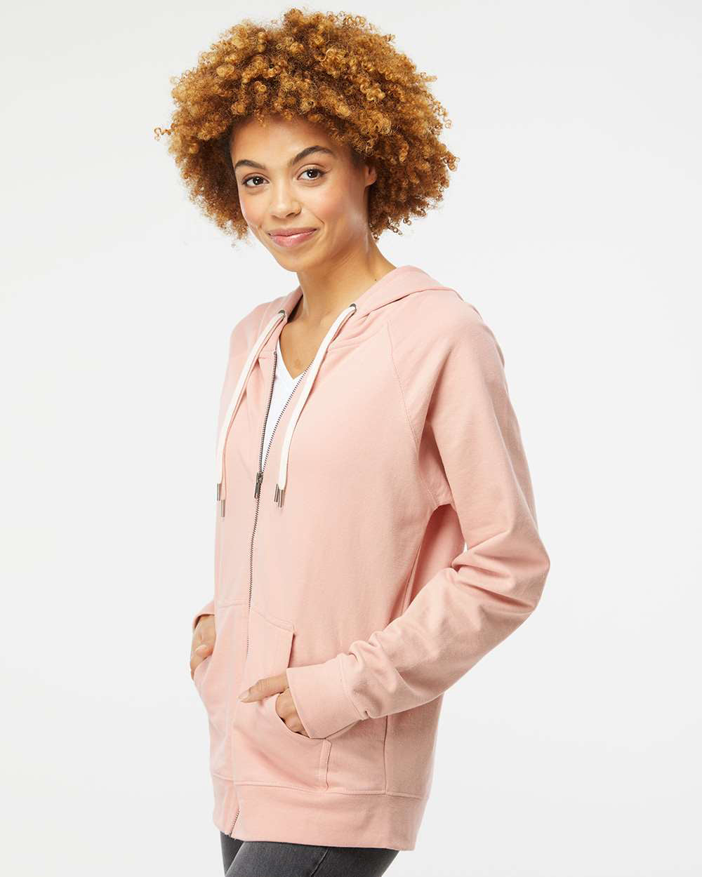 Unisex Lightweight Loopback Terry Zip Hood