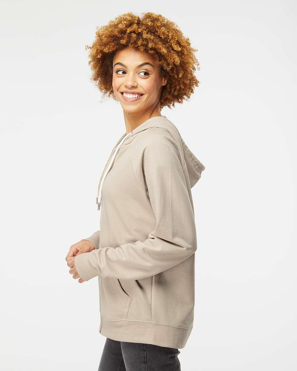 Unisex Lightweight Loopback Terry Zip Hood