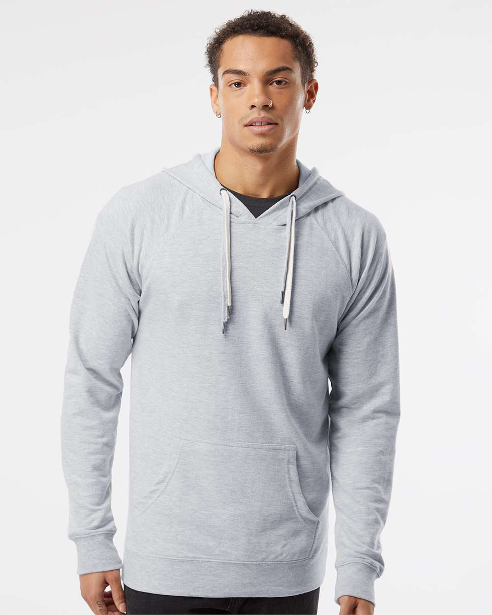 Unisex Lightweight Loopback Terry Hooded Pullover