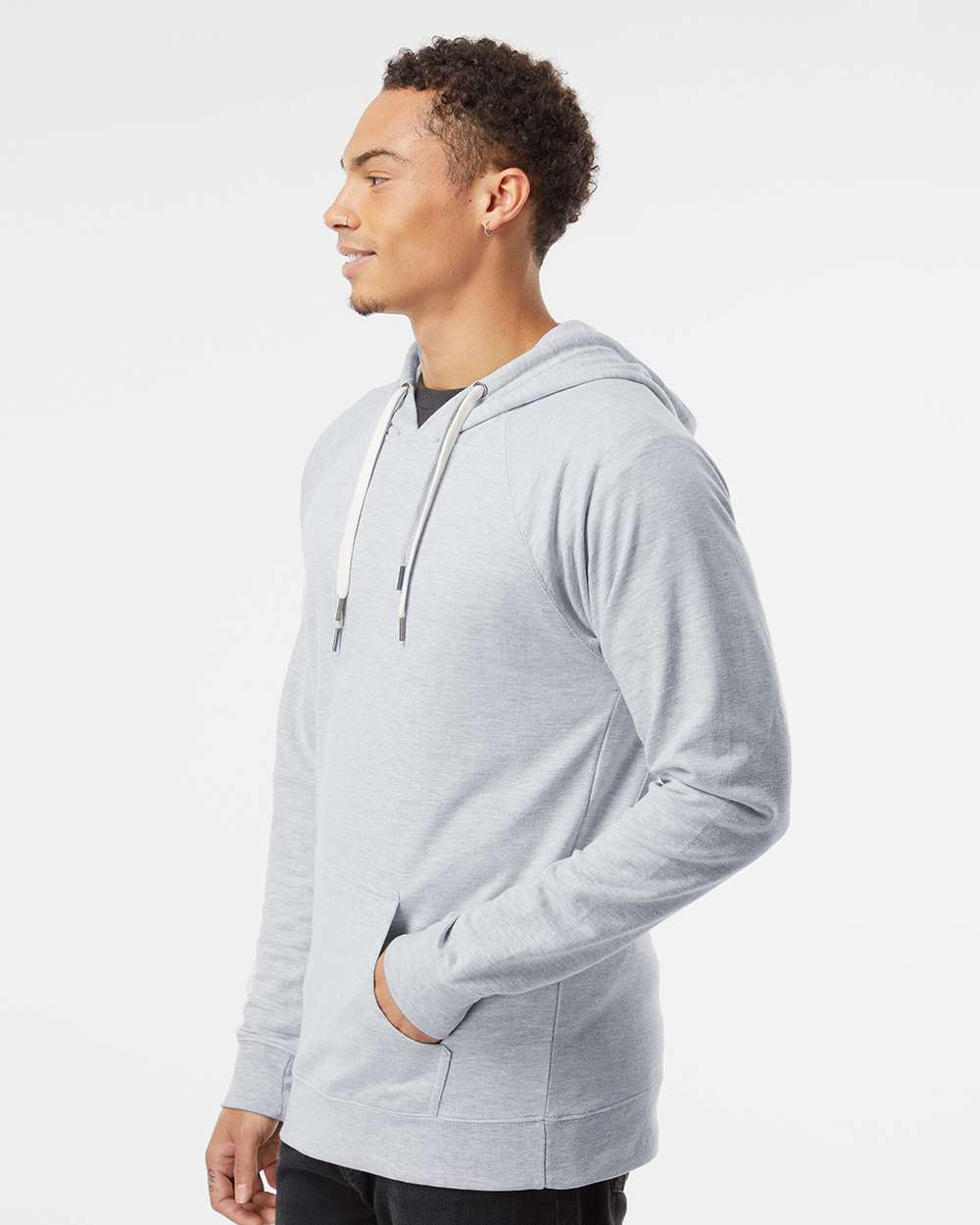Unisex Lightweight Loopback Terry Hooded Pullover