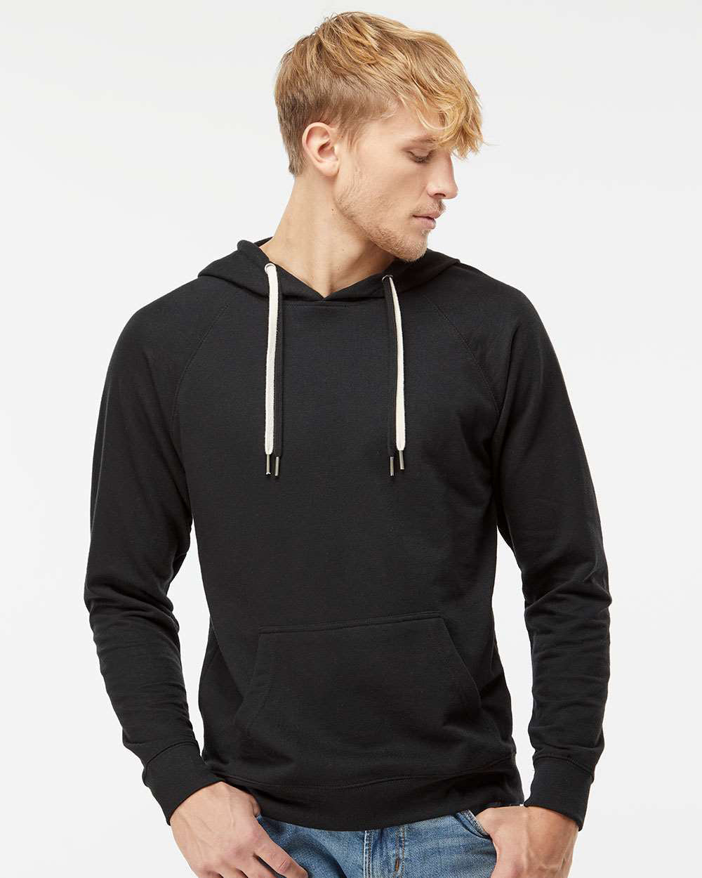 Unisex Lightweight Loopback Terry Hooded Pullover
