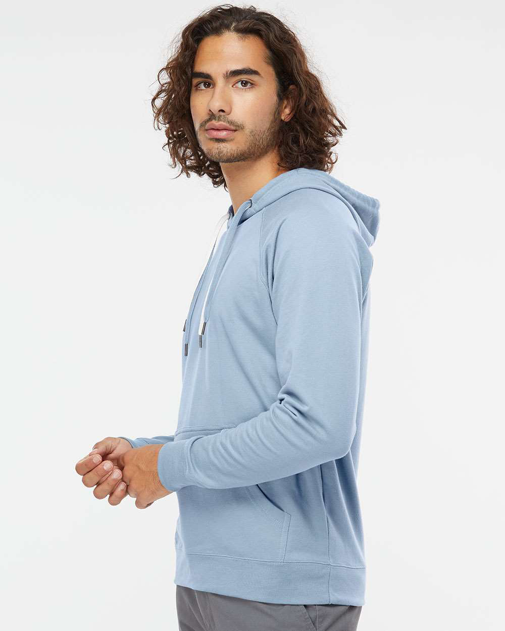 Unisex Lightweight Loopback Terry Hooded Pullover