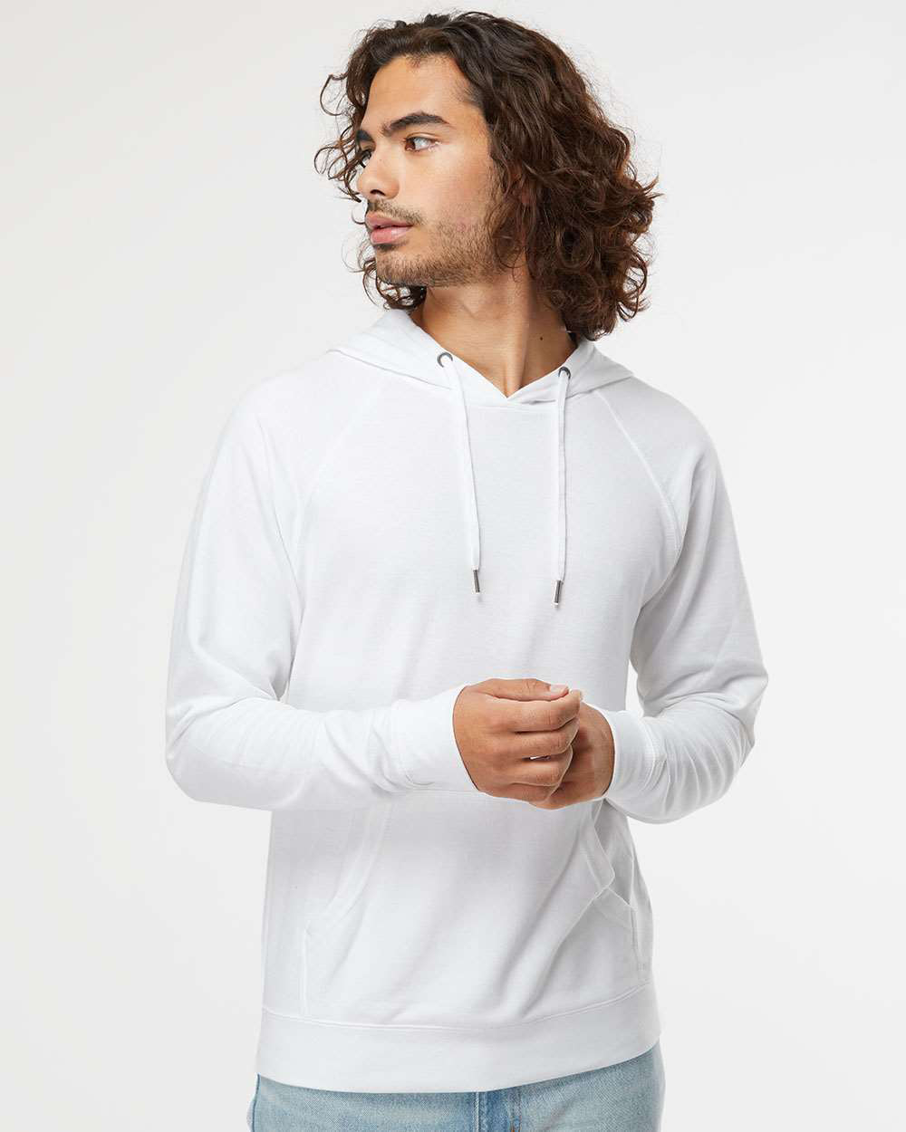 Unisex Lightweight Loopback Terry Hooded Pullover