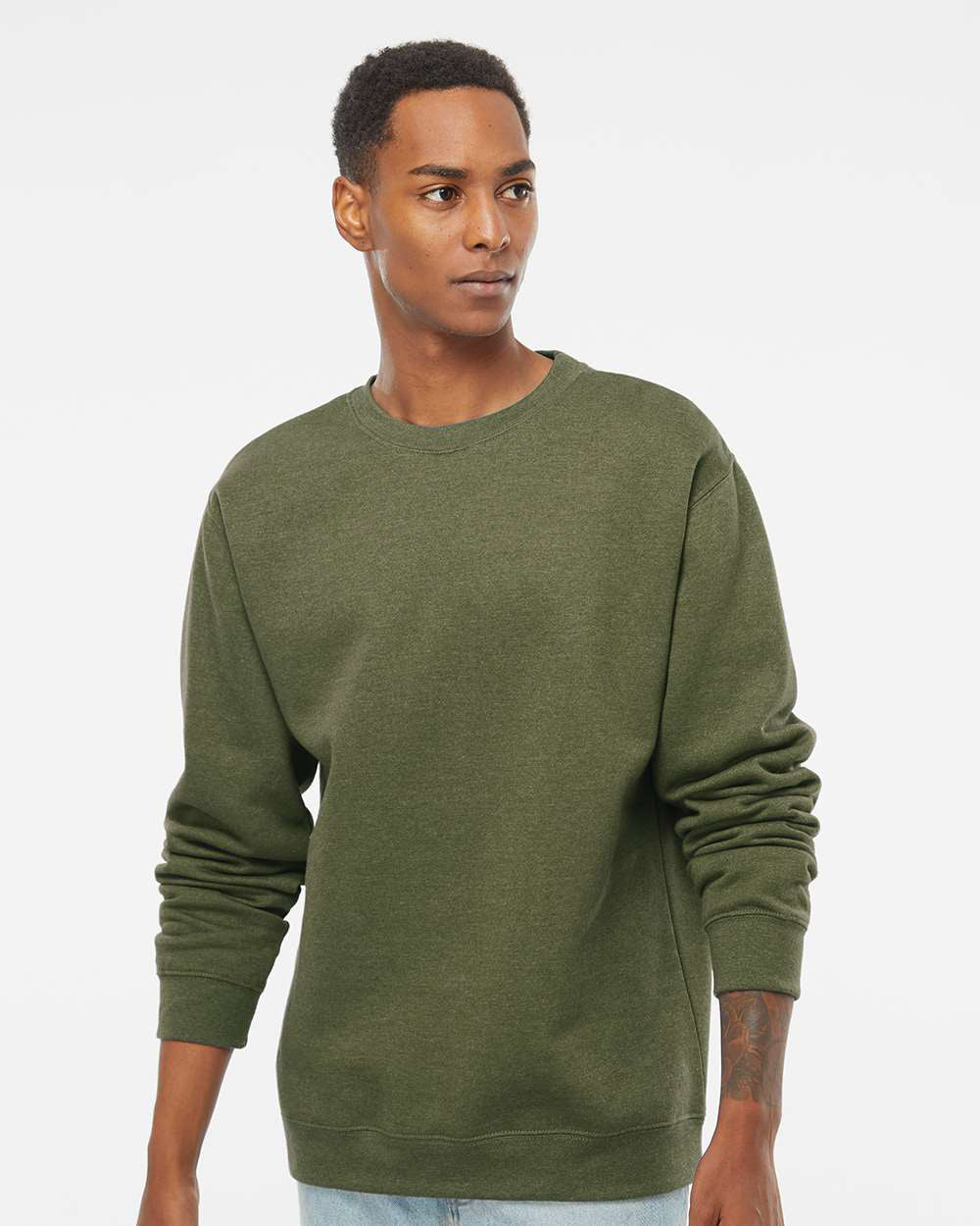 Independent Trading Company 8.5oz. Midweight Crew in Heather, crewneck — front view (4)