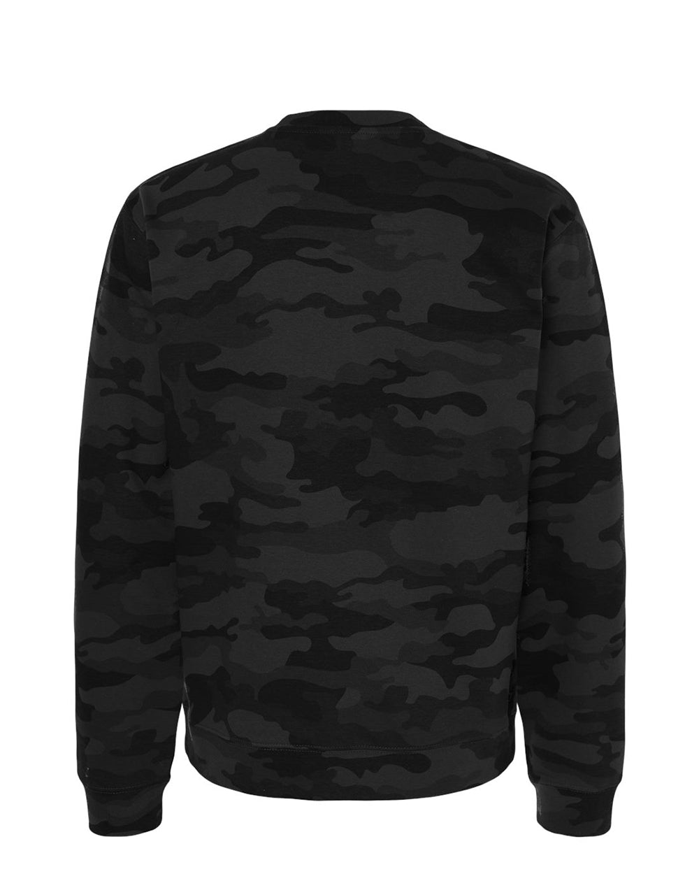 Independent Trading Company 8.5oz. Midweight Crew in Black Camo, crewneck — back view
