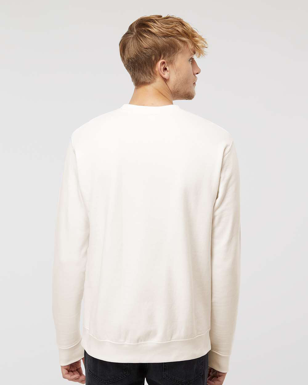 Independent Trading Company 8.5oz. Midweight Crew in Bone, crewneck — back view (2)