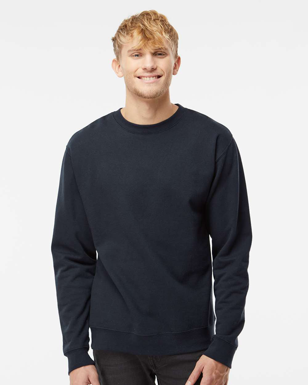 Independent Trading Company 8.5oz. Midweight Crew in Navy, crewneck — front view (2)
