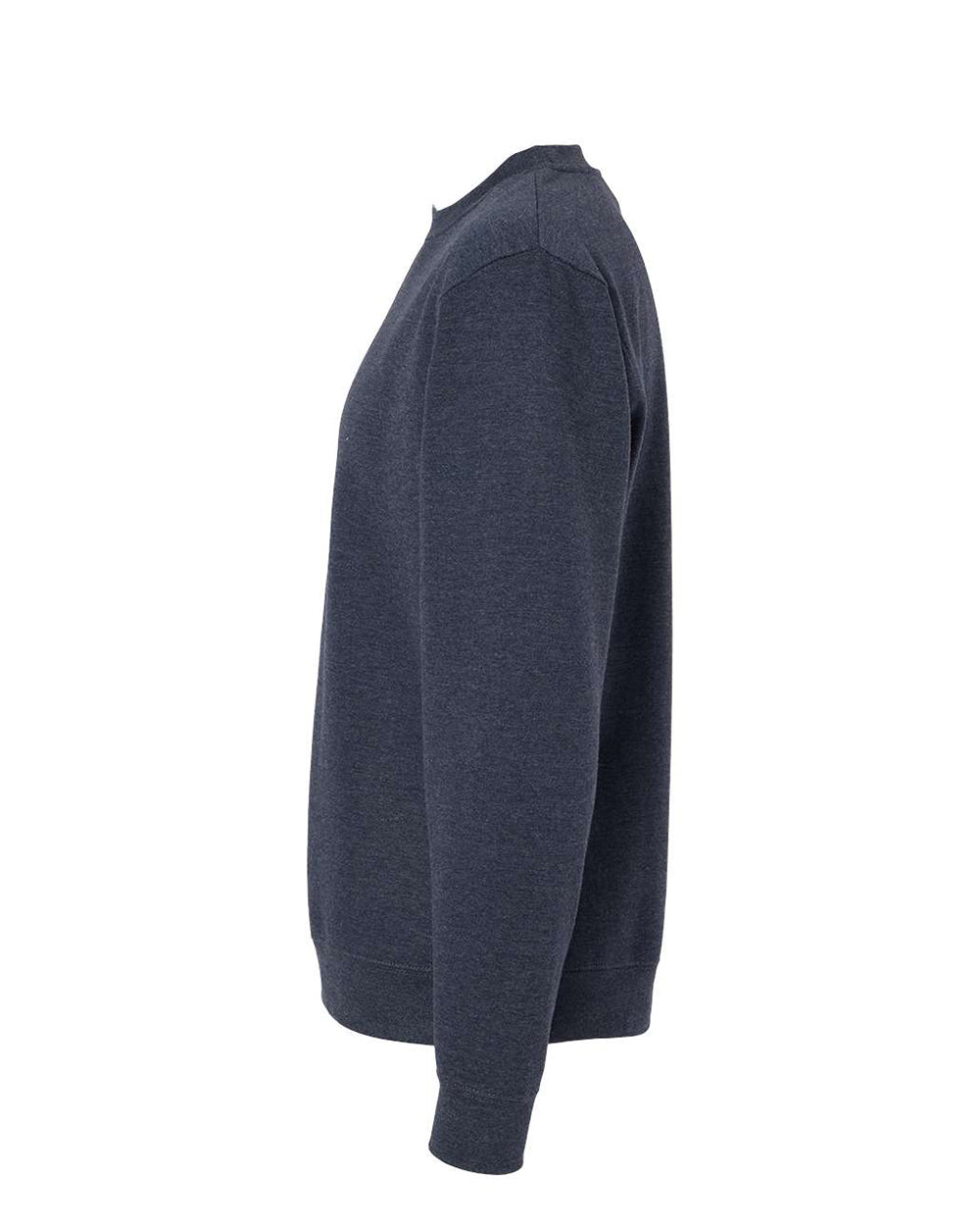 Independent Trading Company 8.5oz. Midweight Crew in Navy Heather, crewneck — side view