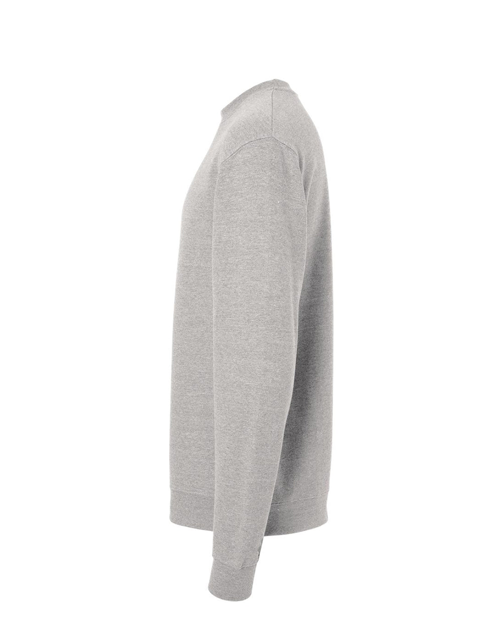 Independent Trading Company 8.5oz. Midweight Crew in Grey Heather, crewneck — side view (2)