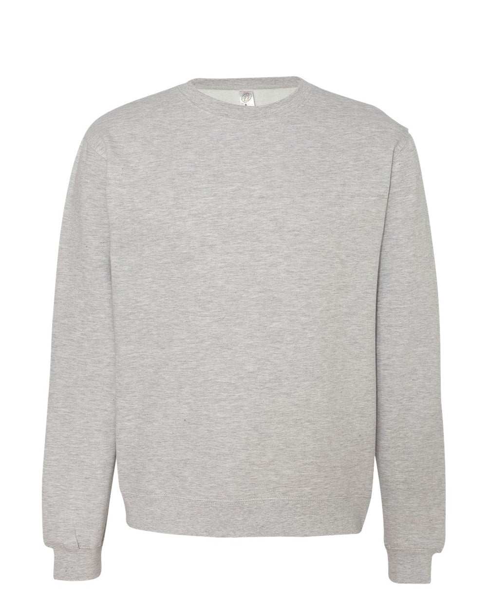 Independent Trading Company 8.5oz. Midweight Crew in Grey Heather, crewneck — front view
