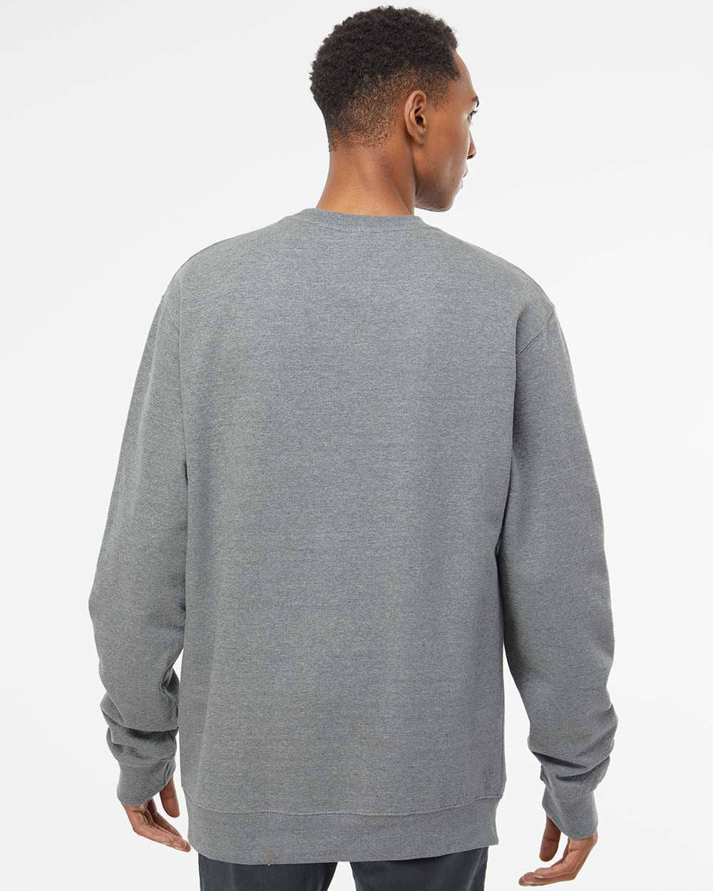 Independent Trading Company 8.5oz. Midweight Crew in Heather, crewneck — back view (2)