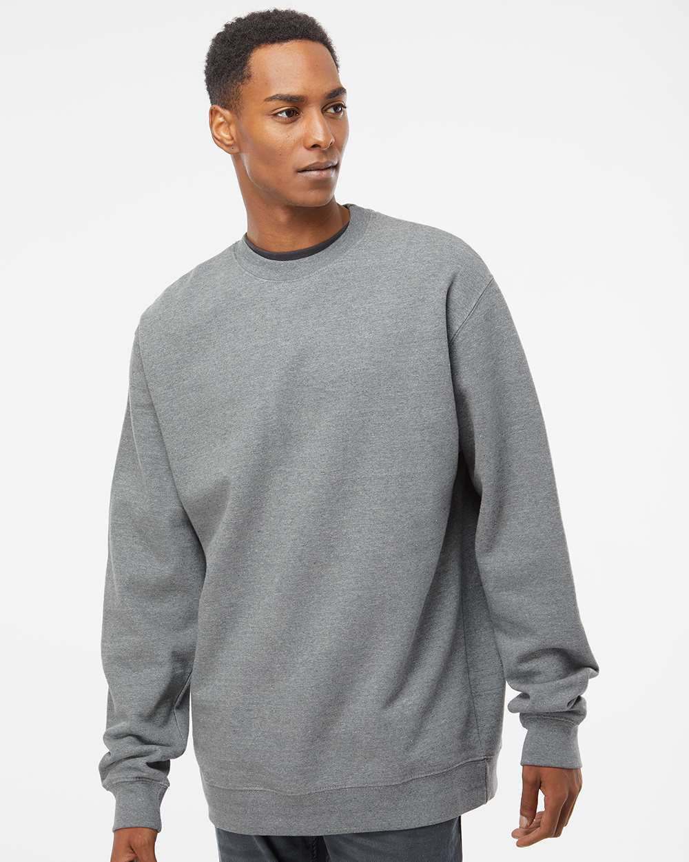 Independent Trading Company 8.5oz. Midweight Crew in Heather, crewneck — front view (2)