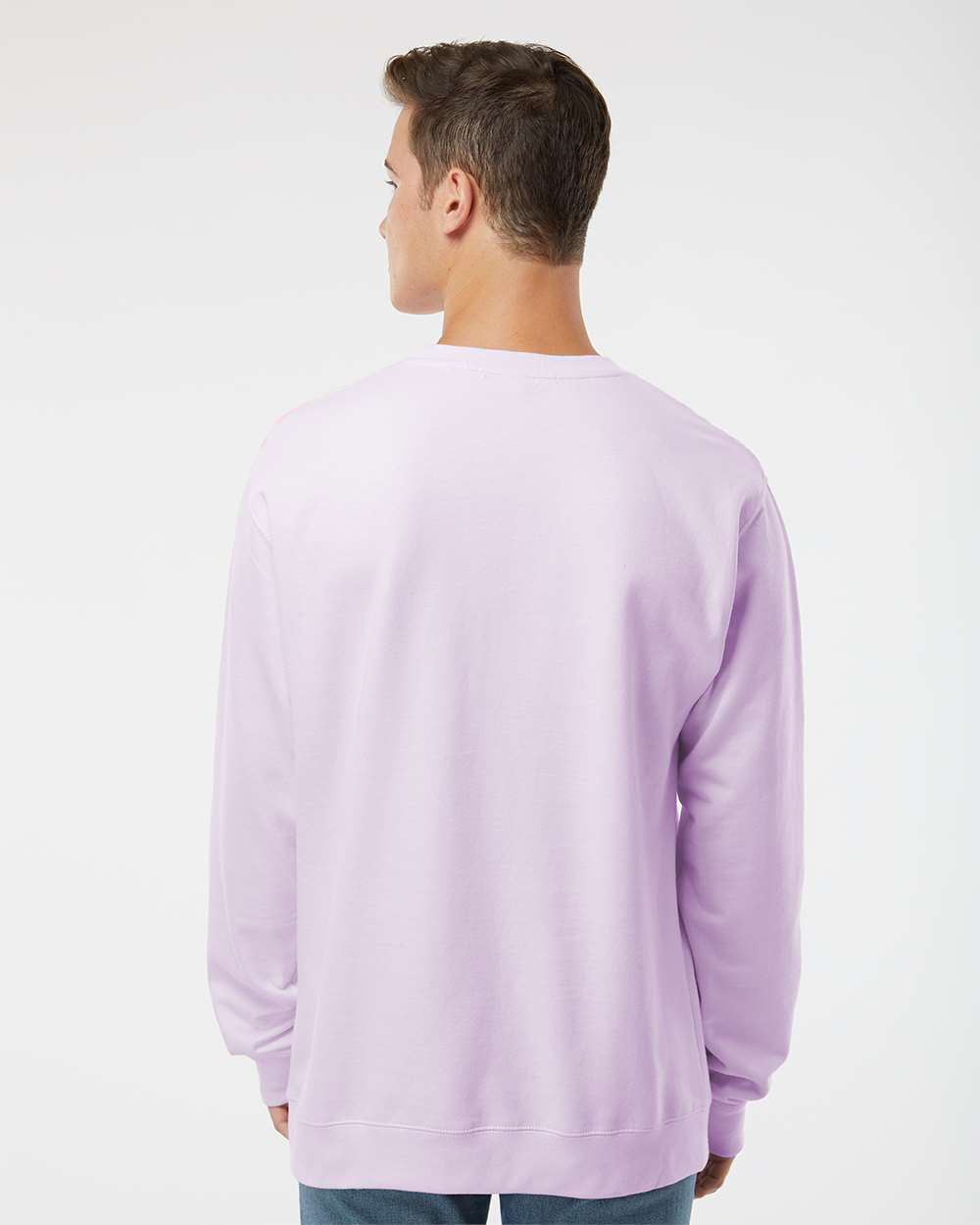 Independent Trading Company 8.5oz. Midweight Crew in Lavender, crewneck — back view (2)