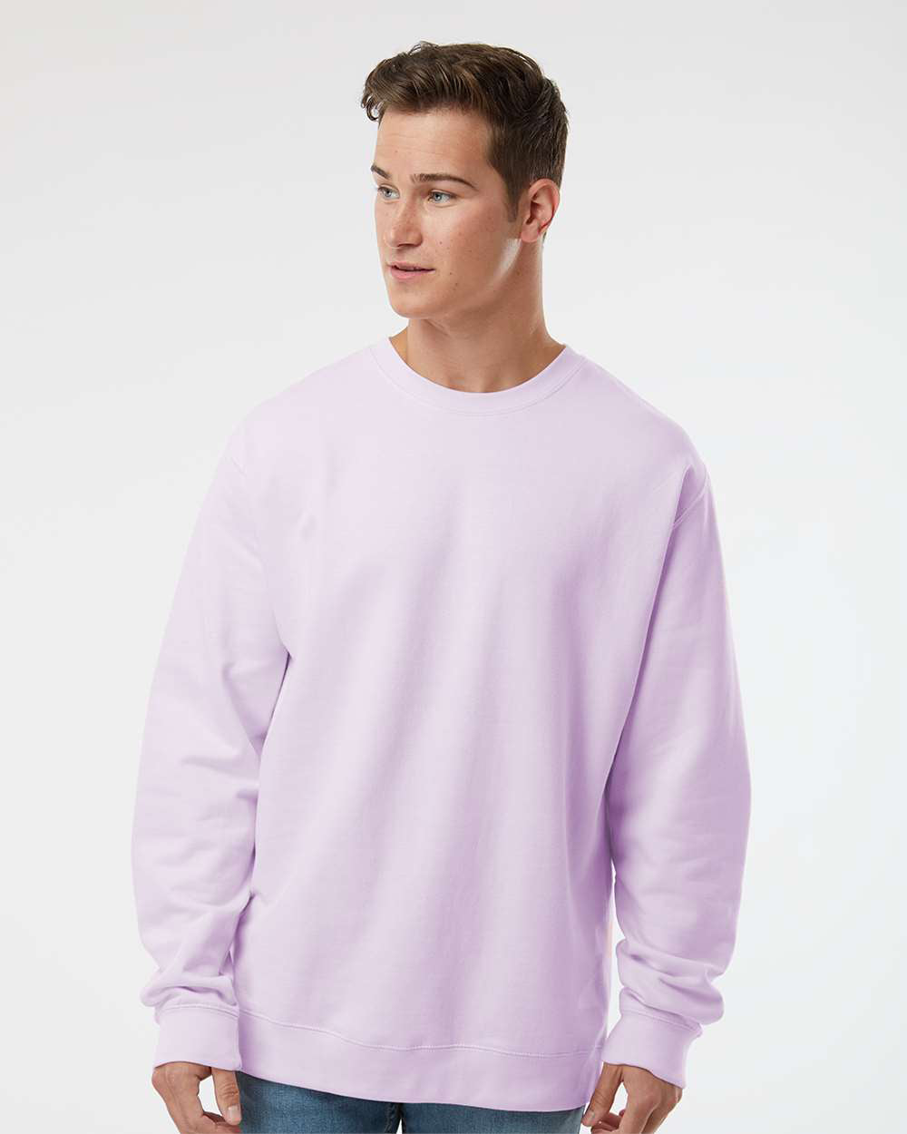 Independent Trading Company 8.5oz. Midweight Crew in Lavender, crewneck — front view (2)
