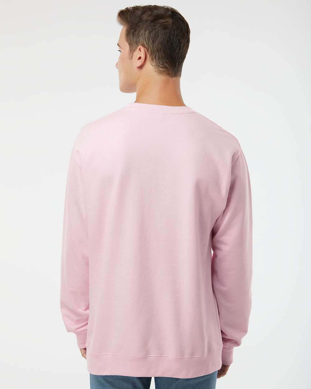 Independent Trading Company 8.5oz. Midweight Crew in Pink, crewneck — back view (2)
