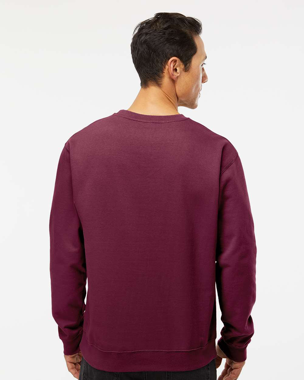 Independent Trading Company 8.5oz. Midweight Crew in Maroon, crewneck — back view