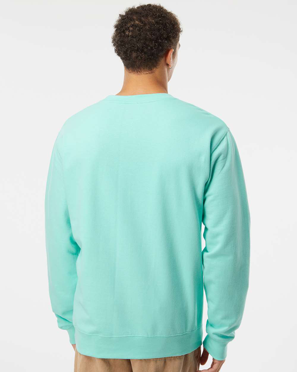 Independent Trading Company 8.5oz. Midweight Crew in Mint, crewneck — back view