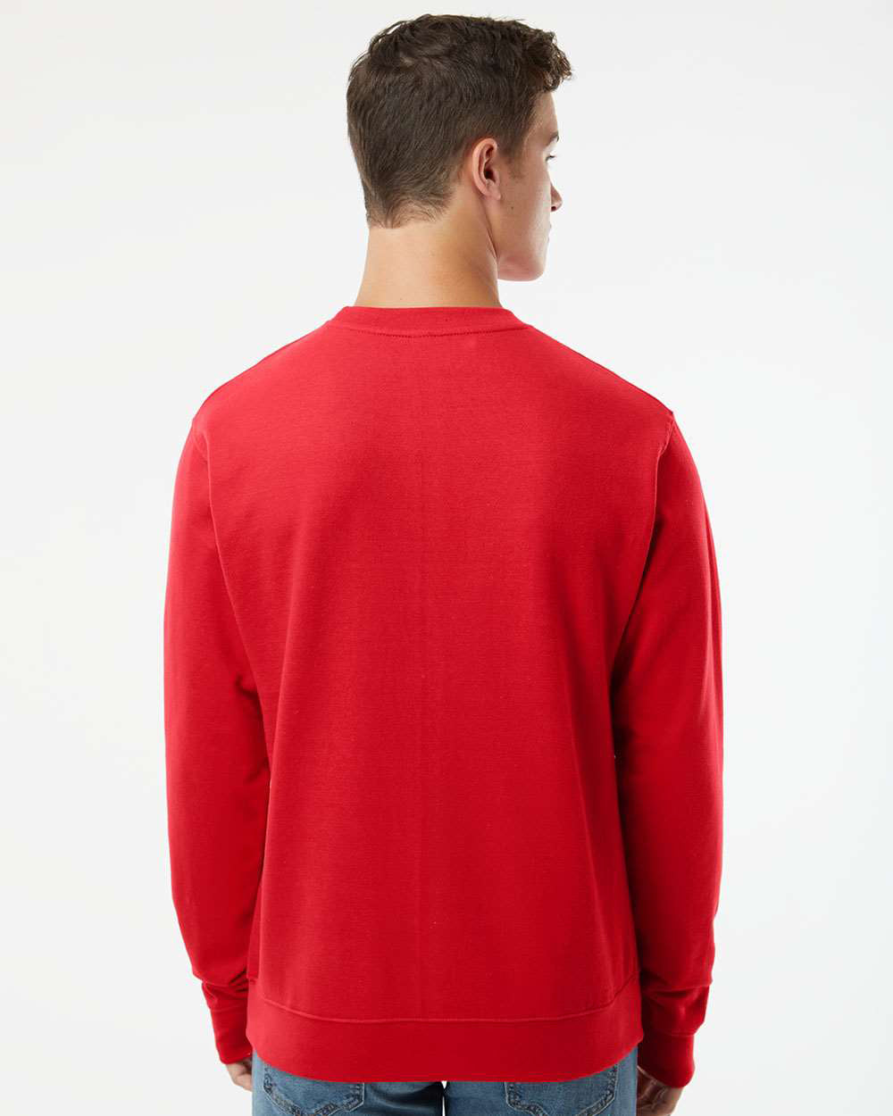 Independent Trading Company 8.5oz. Midweight Crew in Red, crewneck — back view
