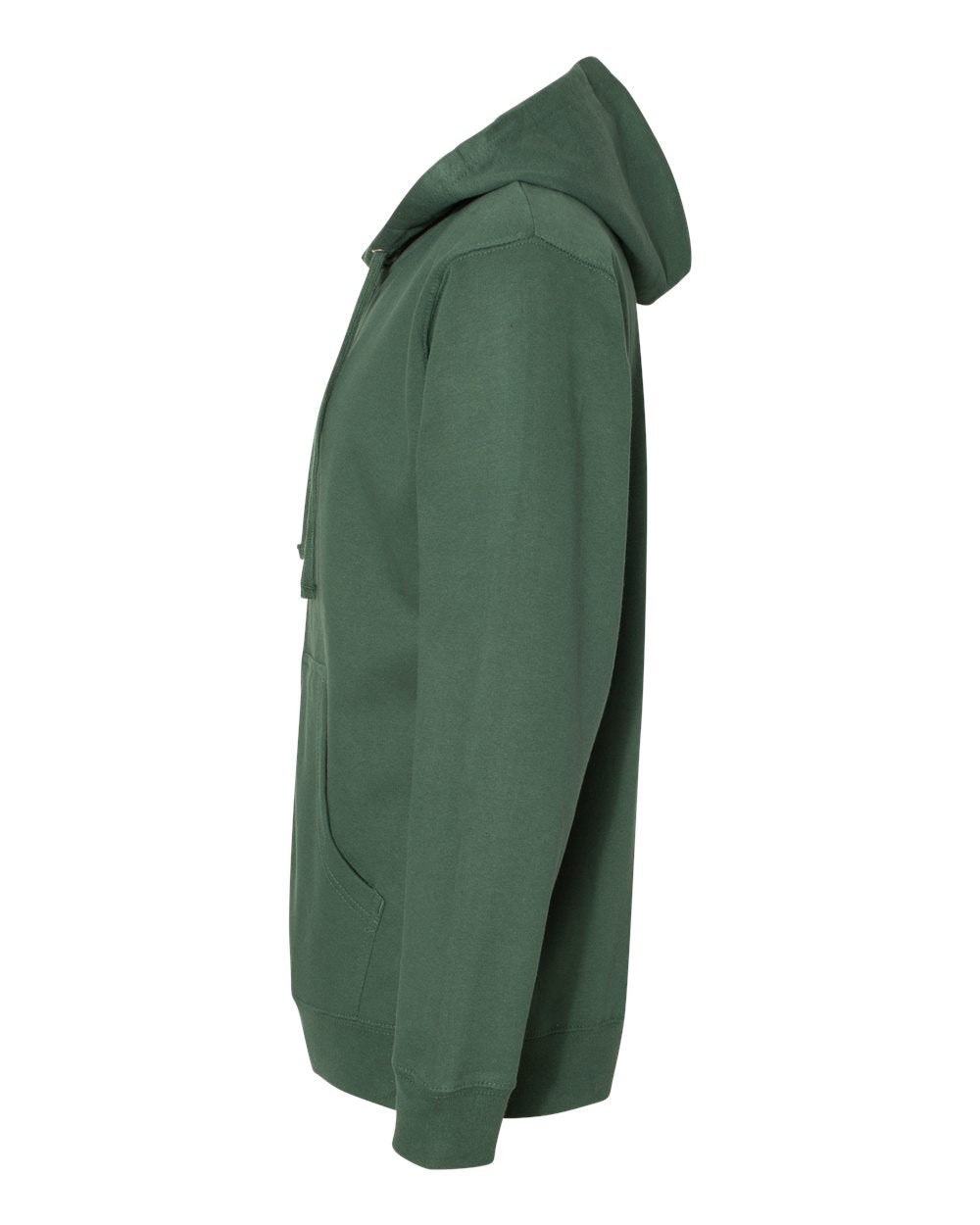 Independent Trading Company 8.5oz. Midweight Zip Hood in Green — side view (2)