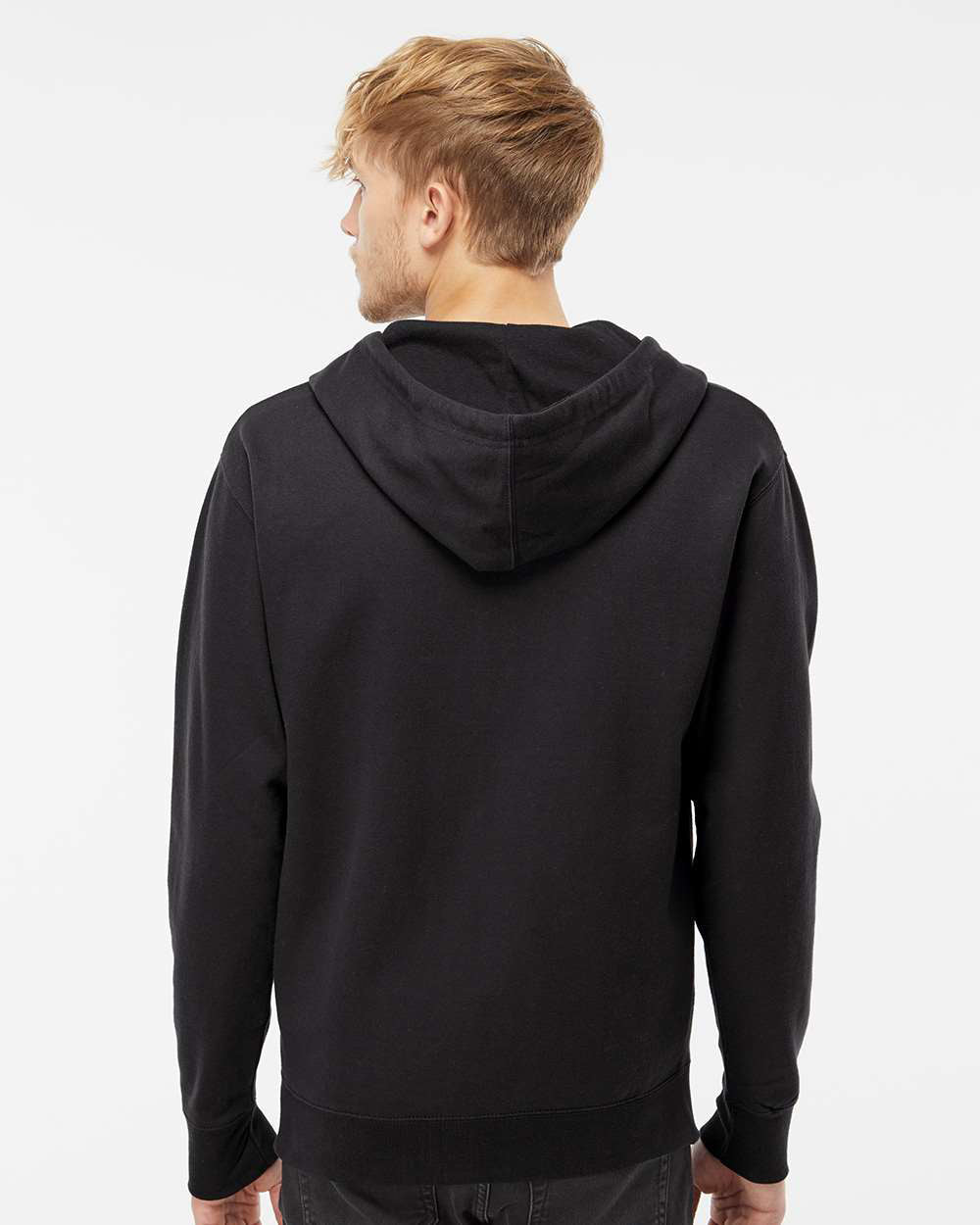 Independent Trading Company 8.5oz. Midweight Zip Hood in Black — back view (2)