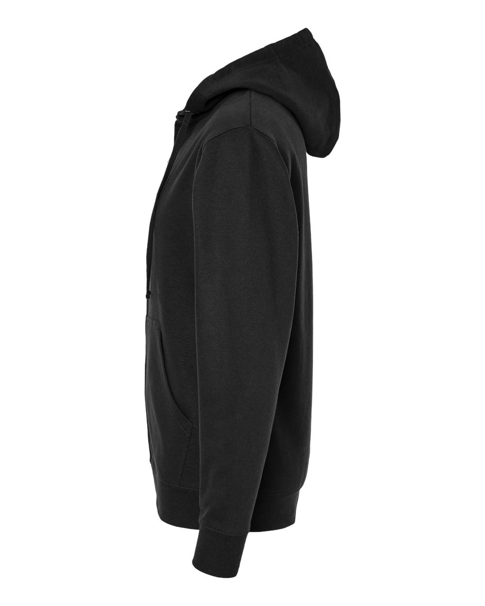 Independent Trading Company 8.5oz. Midweight Zip Hood in Black — side view