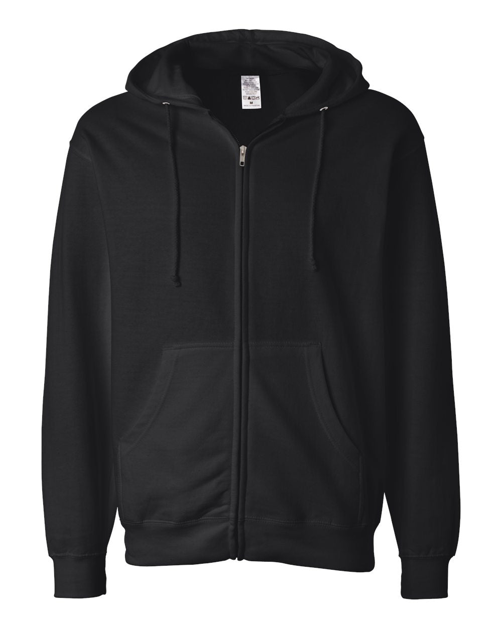 Independent Trading Company 8.5oz. Midweight Zip Hood in Black — front view