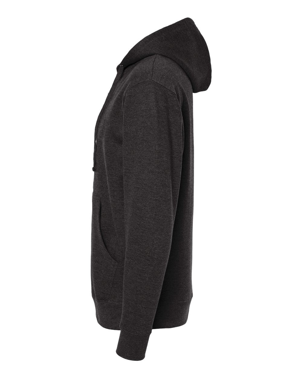 Independent Trading Company 8.5oz. Midweight Zip Hood in Charcoal Heather — side view