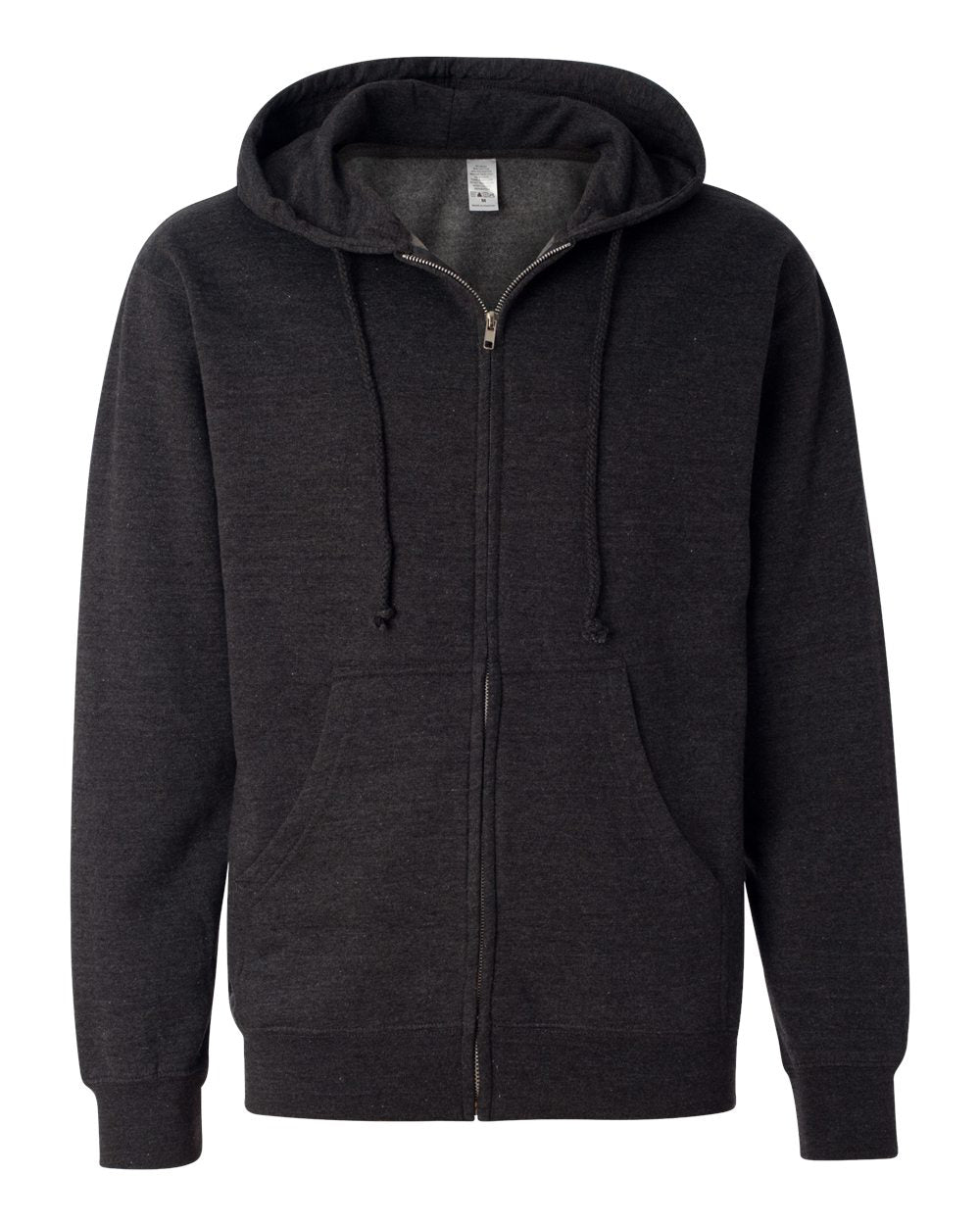 Independent Trading Company 8.5oz. Midweight Zip Hood in Charcoal Heather — front view