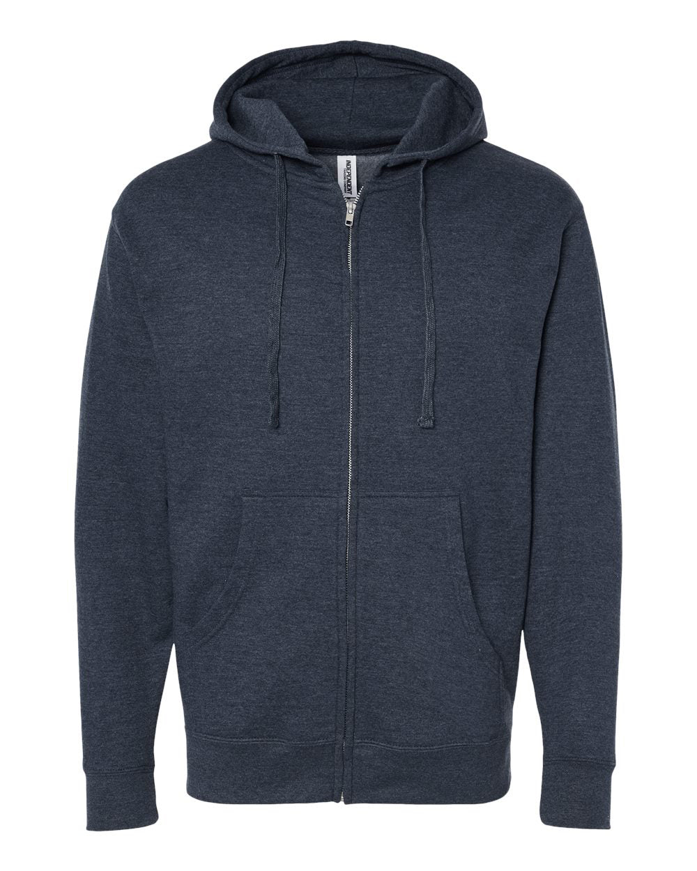 Independent Trading Company 8.5oz. Midweight Zip Hood in Navy Heather — front view