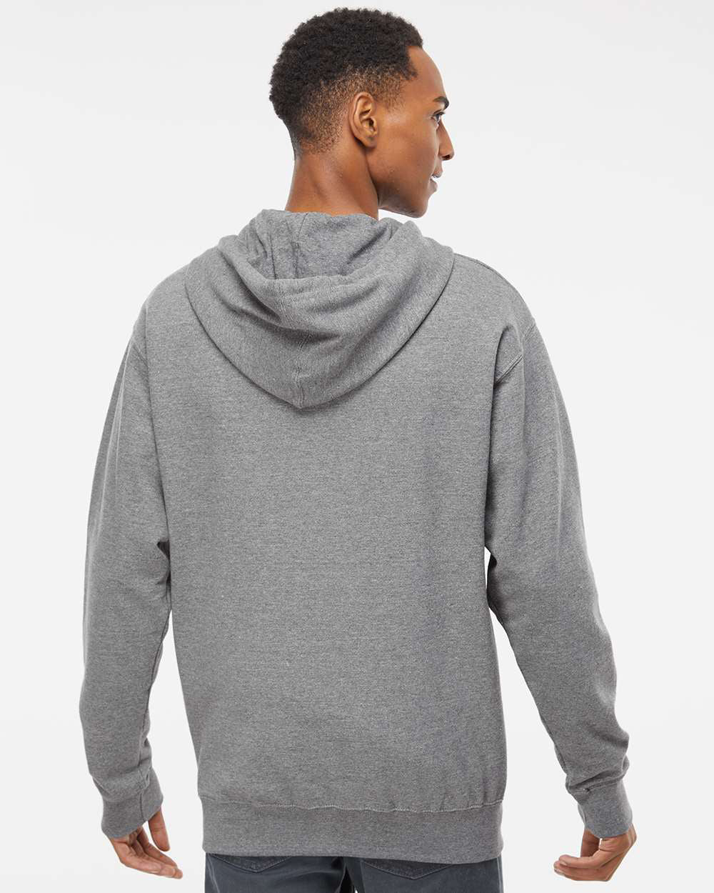 Independent Trading Company 8.5oz. Midweight Zip Hood in Heather — back view (2)
