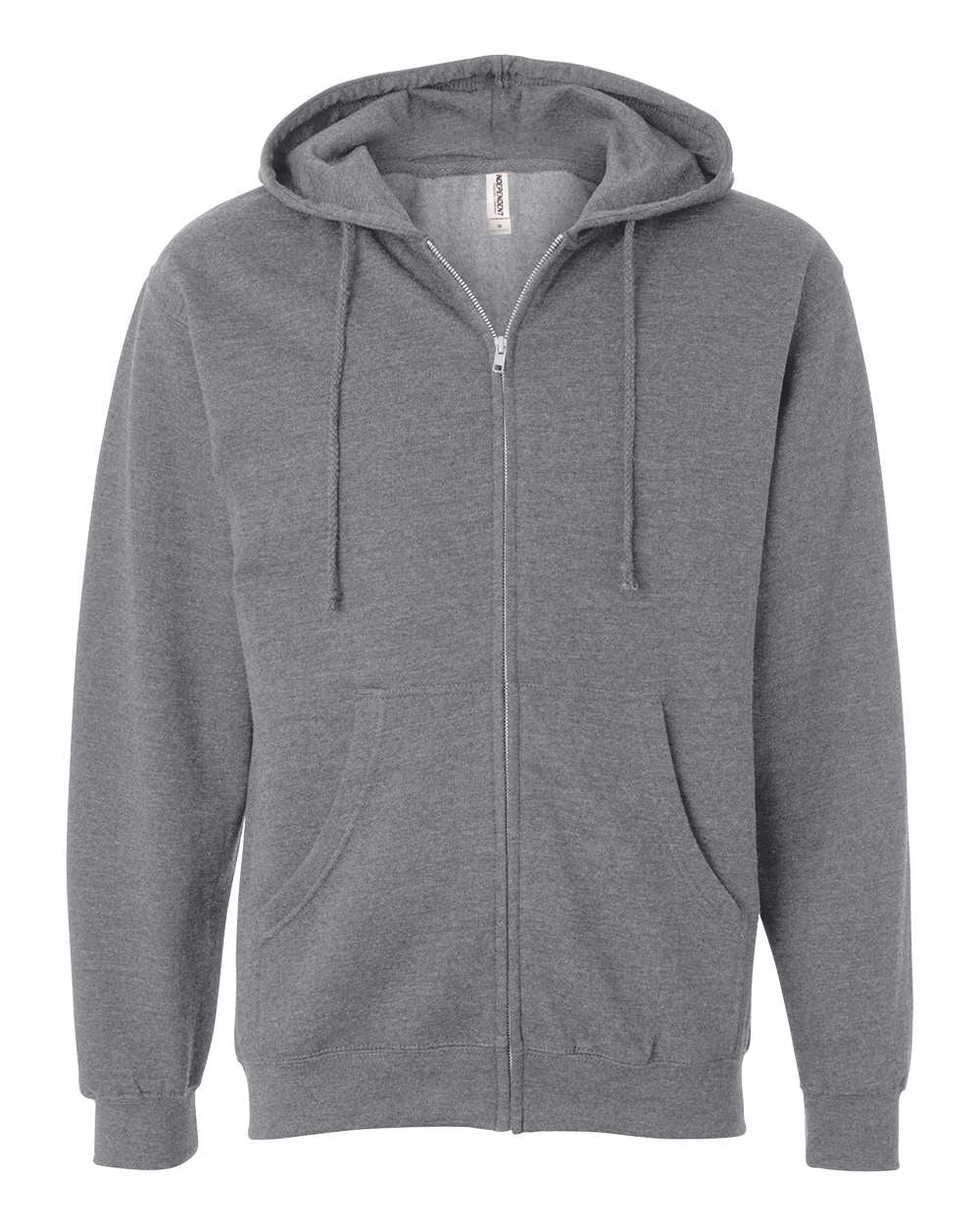 Independent Trading Company 8.5oz. Midweight Zip Hood in Heather — front view
