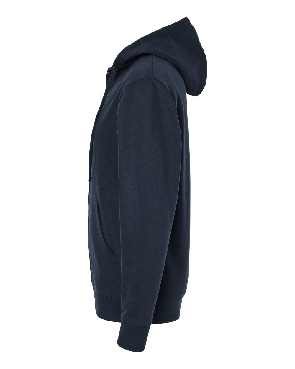 Independent Trading Company 8.5oz. Midweight Zip Hood in Navy — side view
