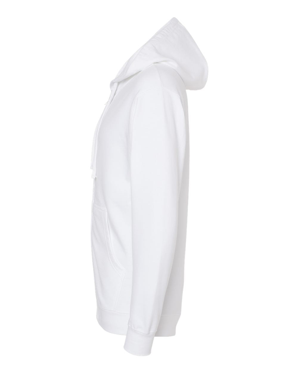 Independent Trading Company 8.5oz. Midweight Zip Hood in White — side view