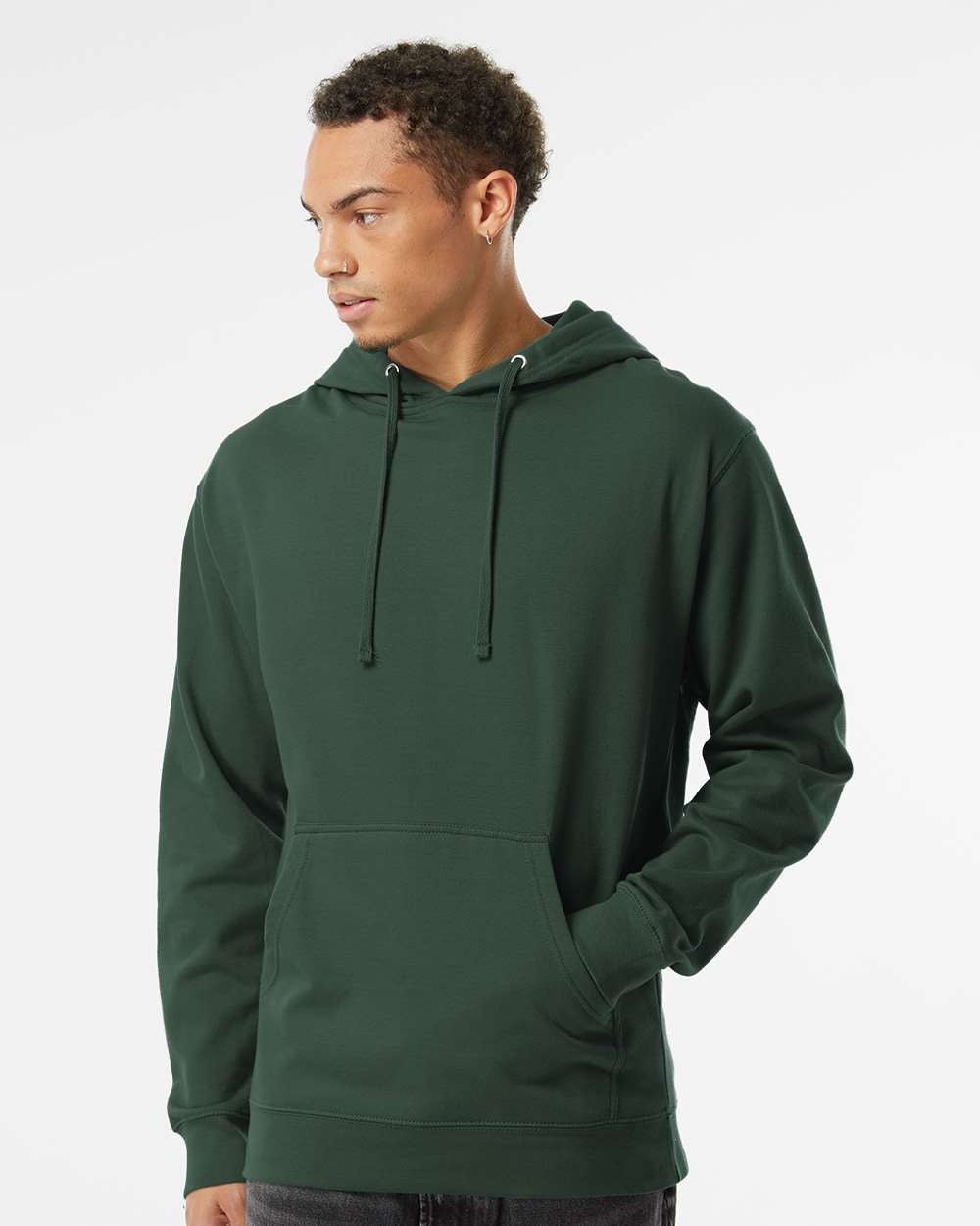 Independent Trading Company 8.5oz. Midweight Pullover Hood in Green — front view (2)
