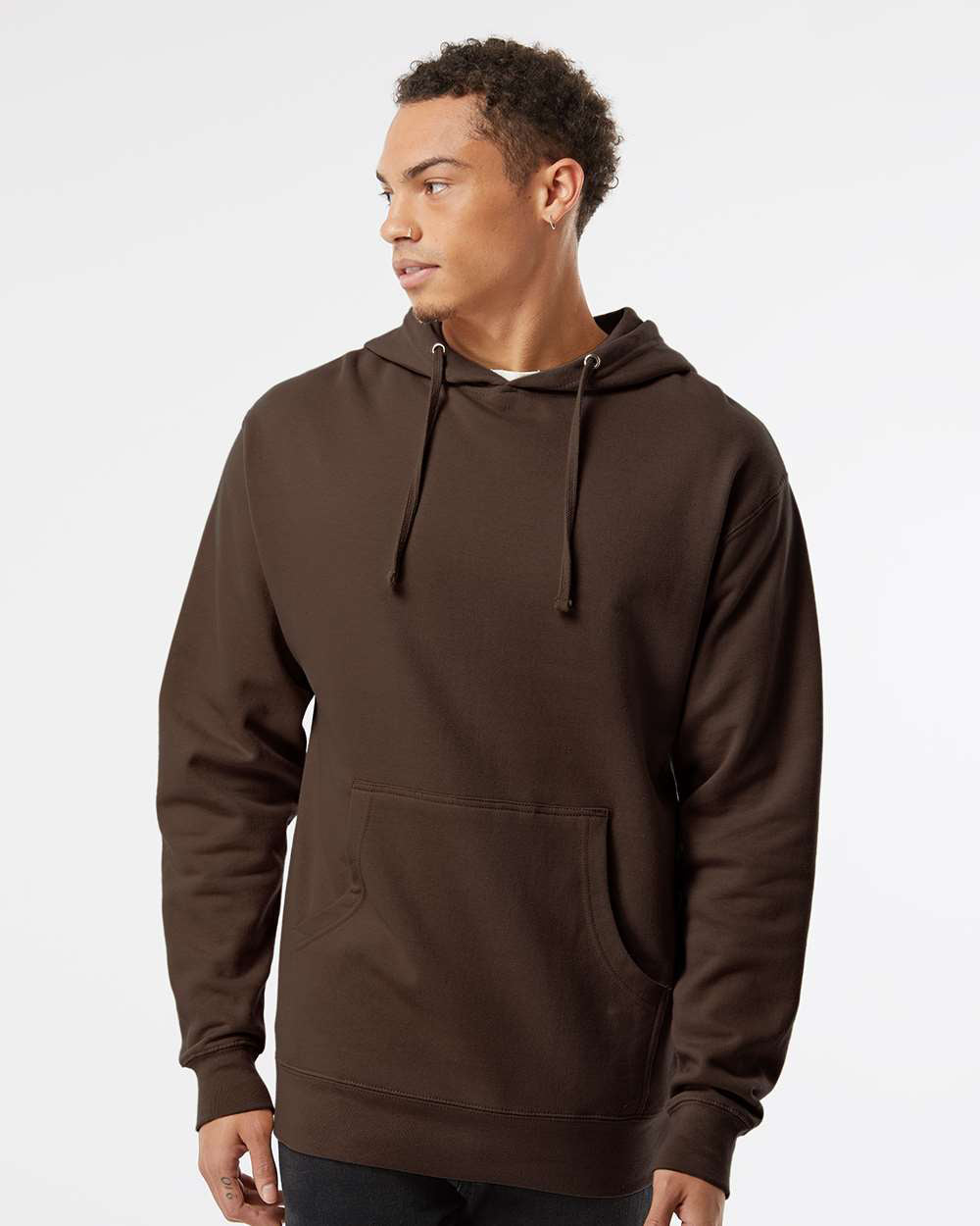 Independent Trading Company 8.5oz. Midweight Pullover Hood in Brown — front view (2)