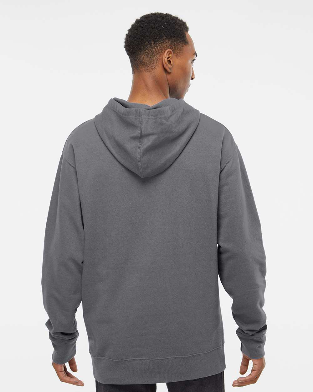 Independent Trading Company 8.5oz. Midweight Pullover Hood in Charcoal — back view (2)