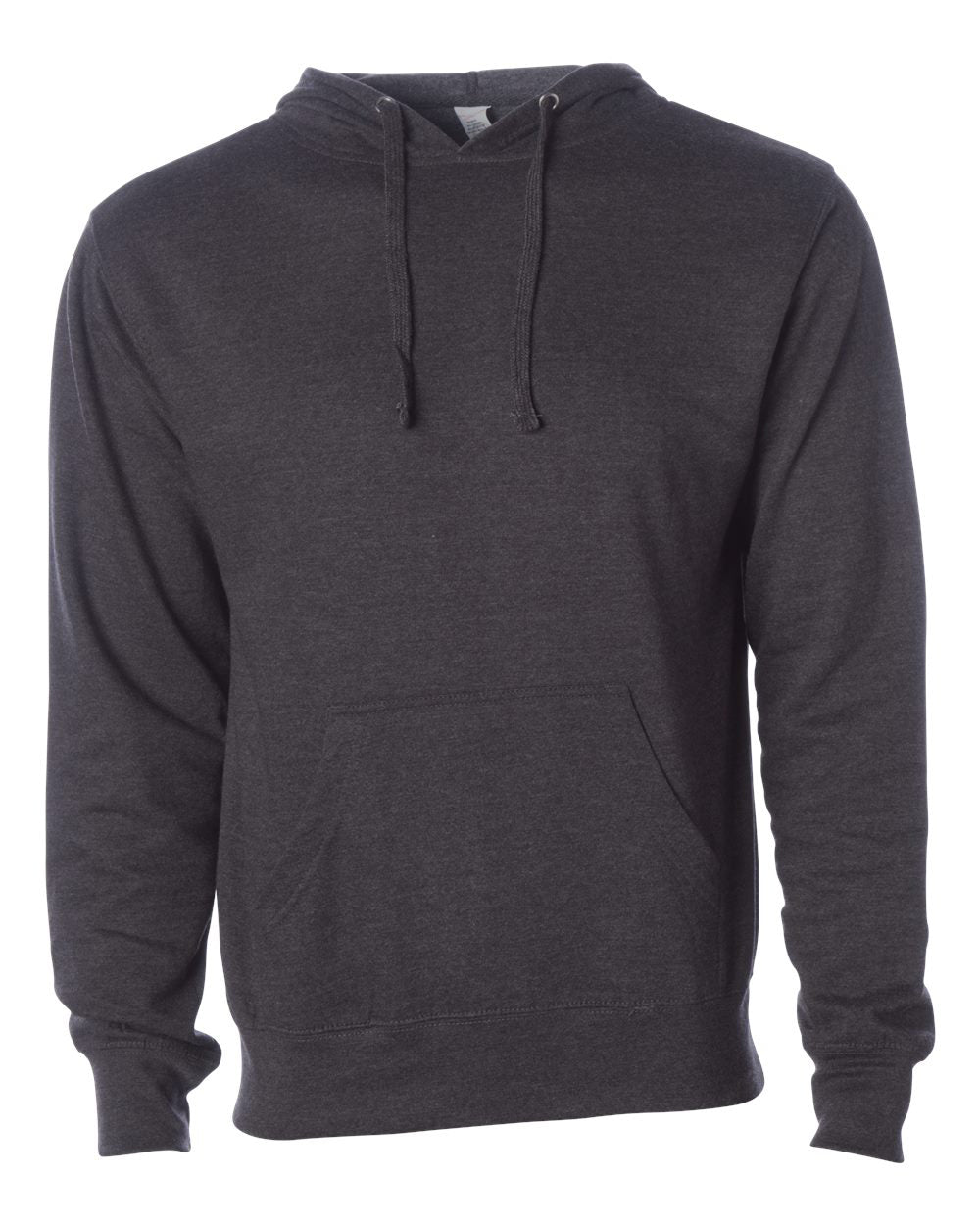 Independent Trading Company 8.5oz. Midweight Pullover Hood in Charcoal Heather — front view