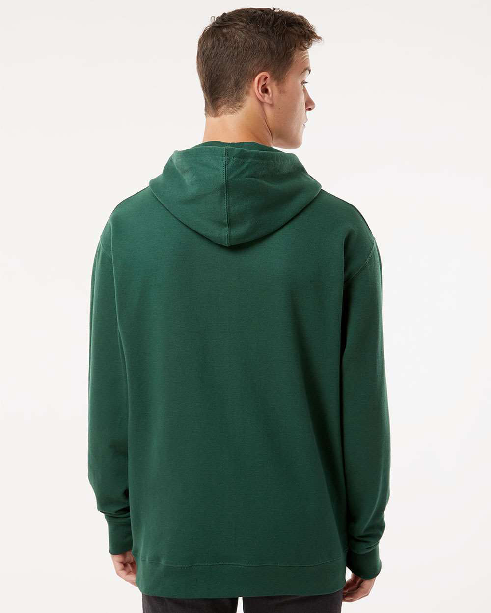 Independent Trading Company 8.5oz. Midweight Pullover Hood in Forest Green — back view (2)