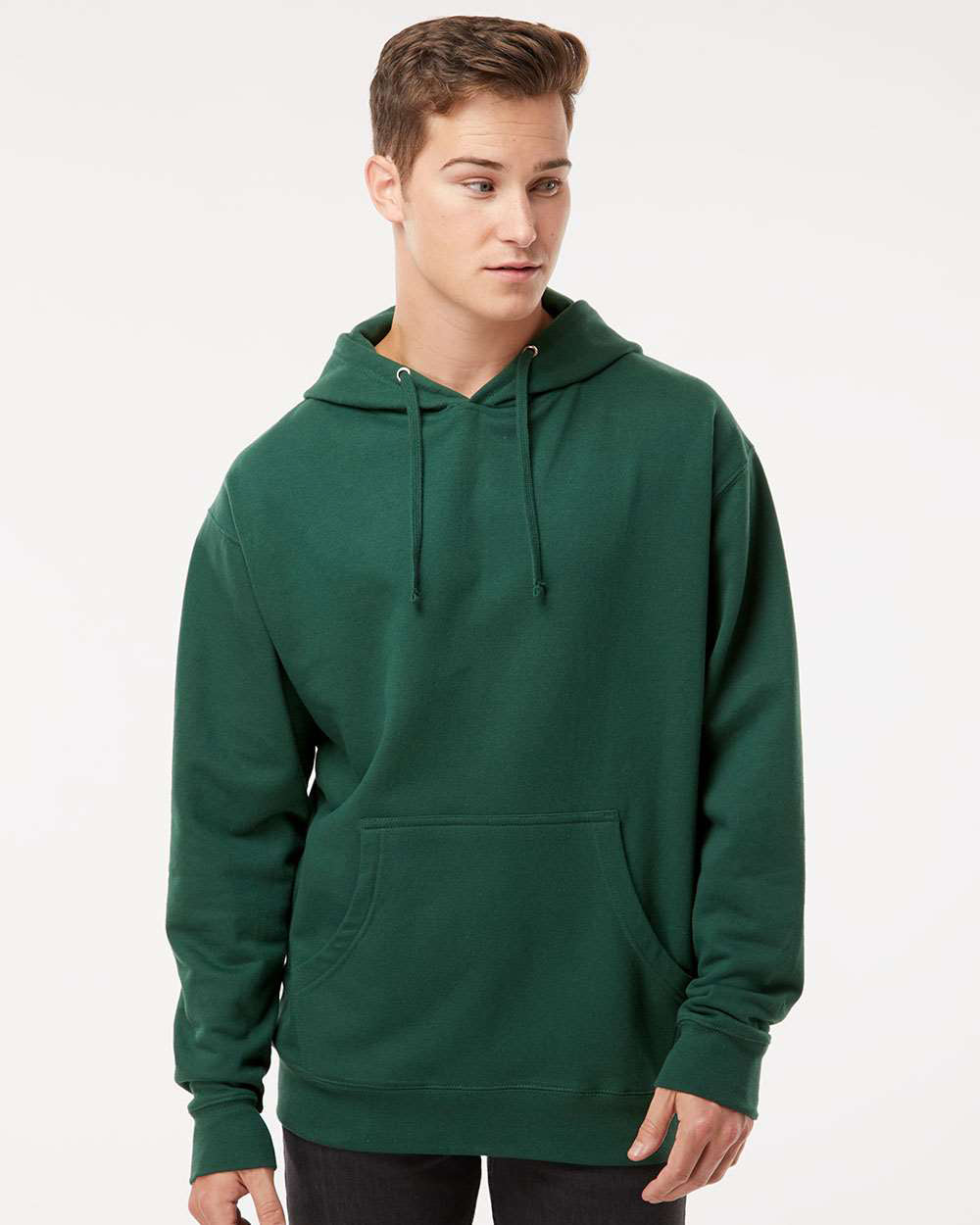Independent Trading Company 8.5oz. Midweight Pullover Hood in Forest Green — front view (2)