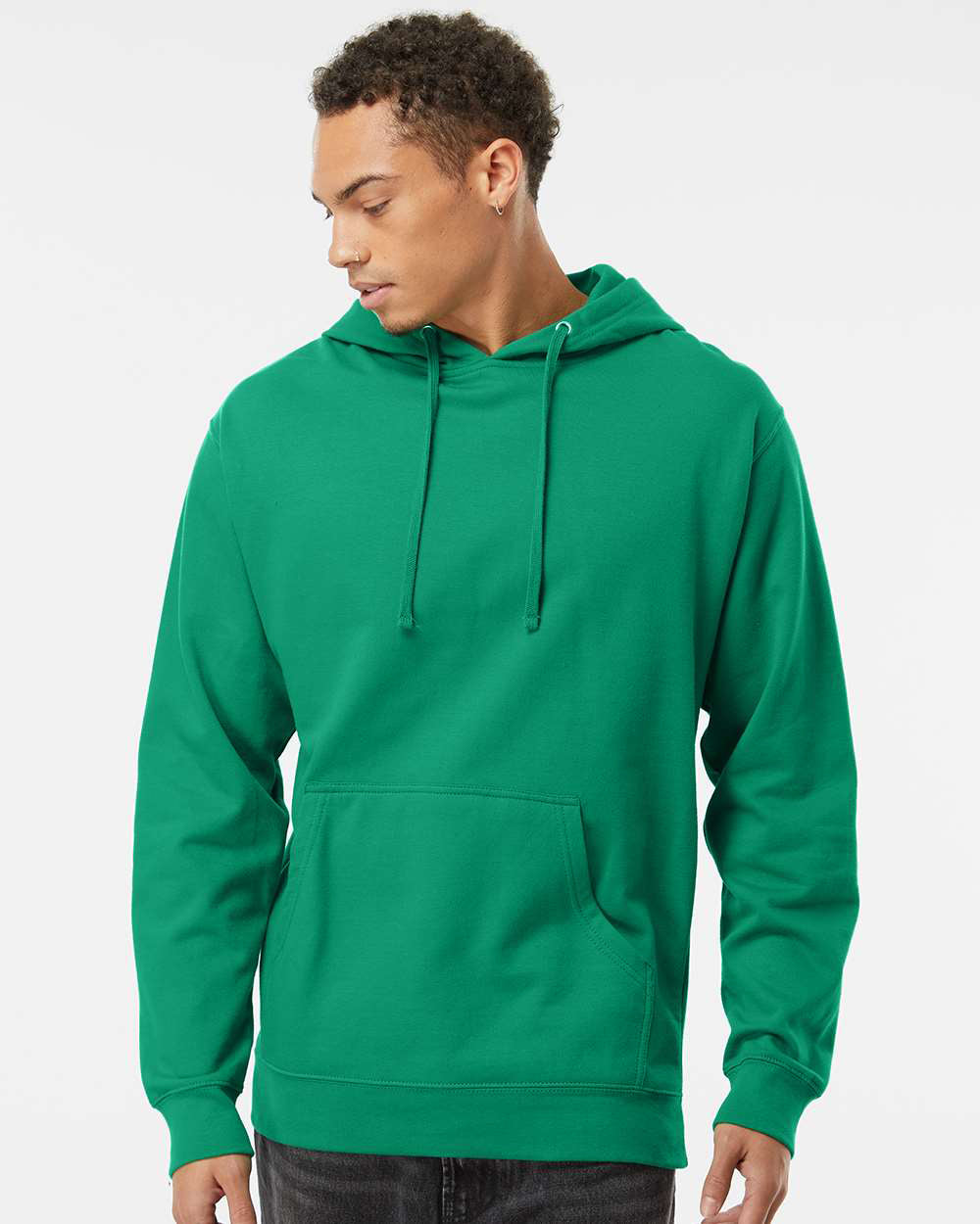 Independent Trading Company 8.5oz. Midweight Pullover Hood in Kelly Green — front view (2)
