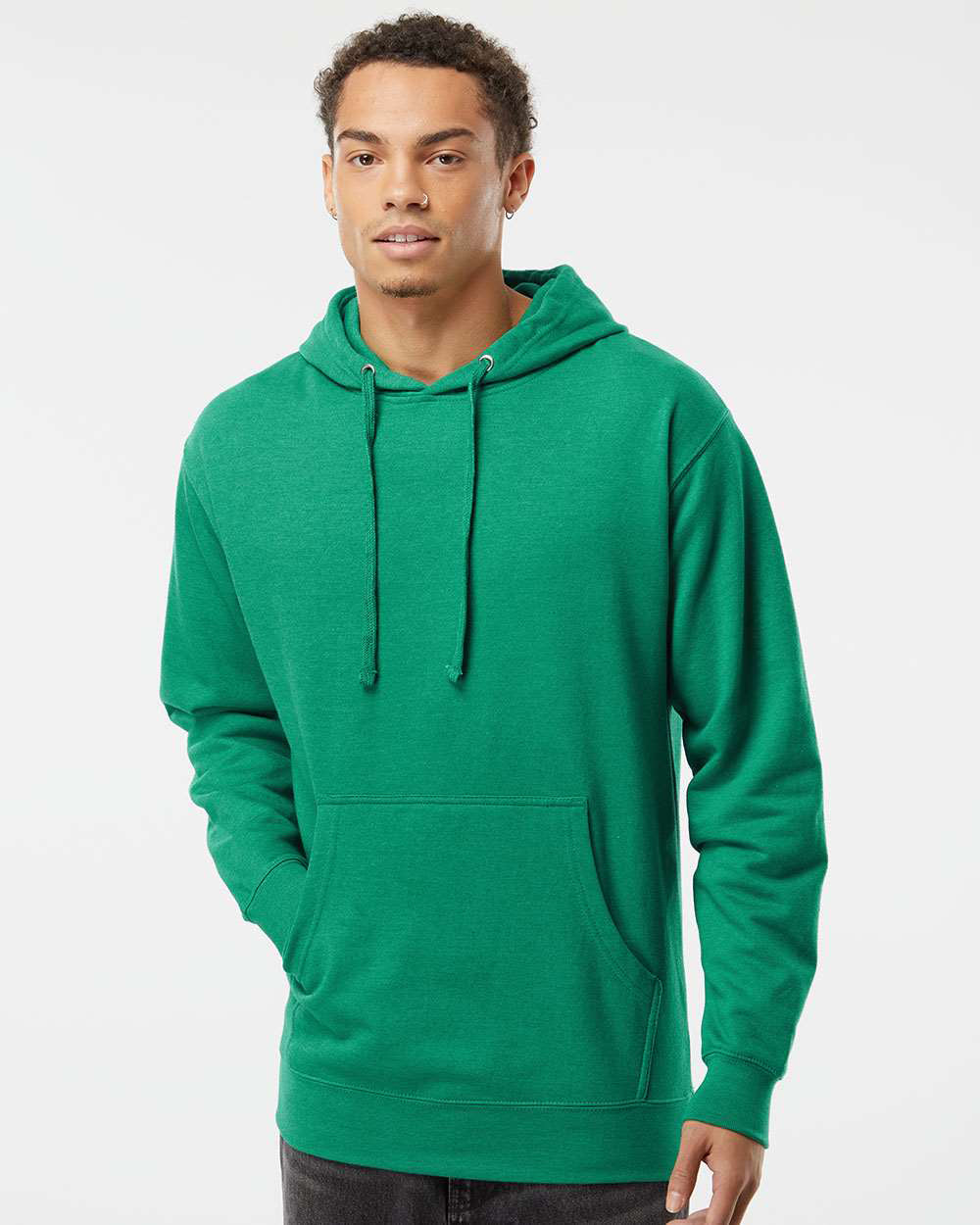 Independent Trading Company 8.5oz. Midweight Pullover Hood in Kelly Green — front view (4)
