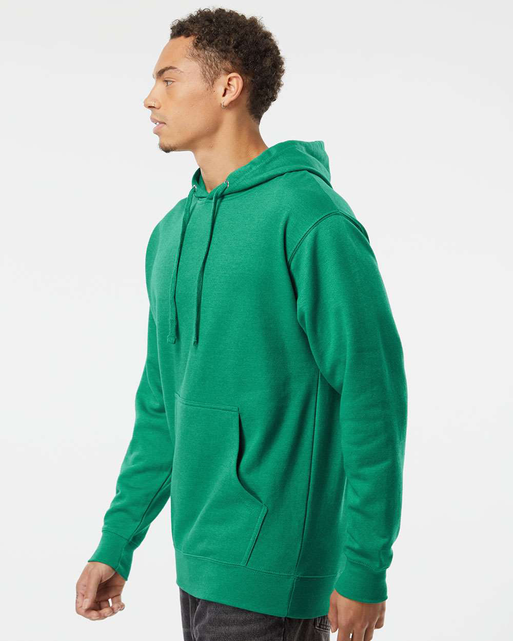 Independent Trading Company 8.5oz. Midweight Pullover Hood in Kelly Green — side view (4)