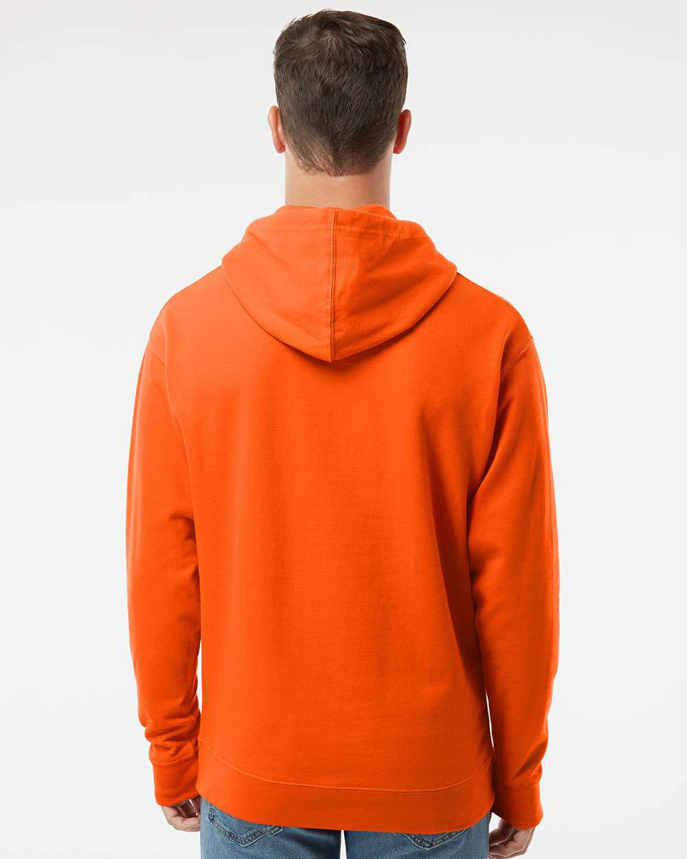 Independent Trading Company 8.5oz. Midweight Pullover Hood in Orange — back view (2)