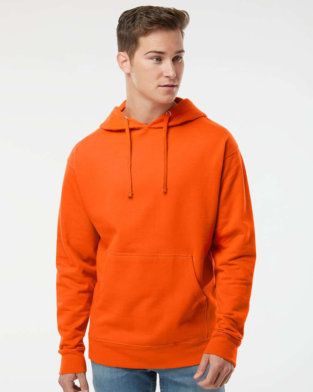 Independent Trading Company 8.5oz. Midweight Pullover Hood in Orange — front view (2)