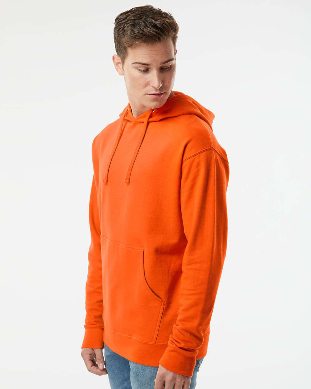 Independent Trading Company 8.5oz. Midweight Pullover Hood in Orange — side view (2)