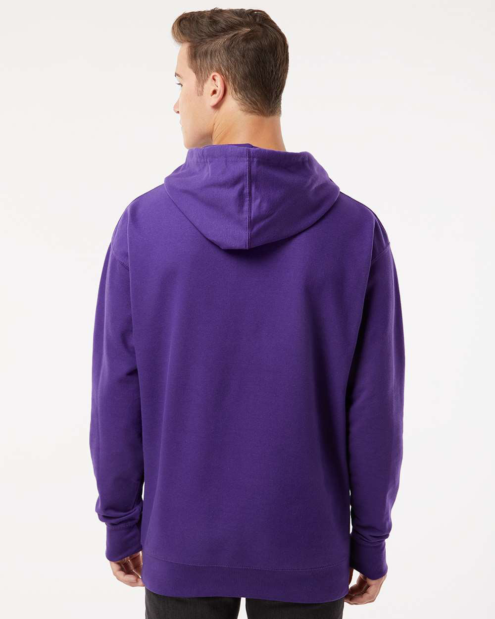 Independent Trading Company 8.5oz. Midweight Pullover Hood in Purple — back view