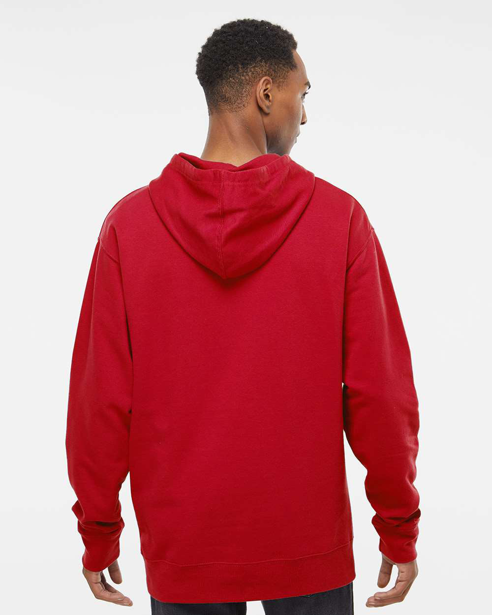 Independent Trading Company 8.5oz. Midweight Pullover Hood in Red — back view (2)