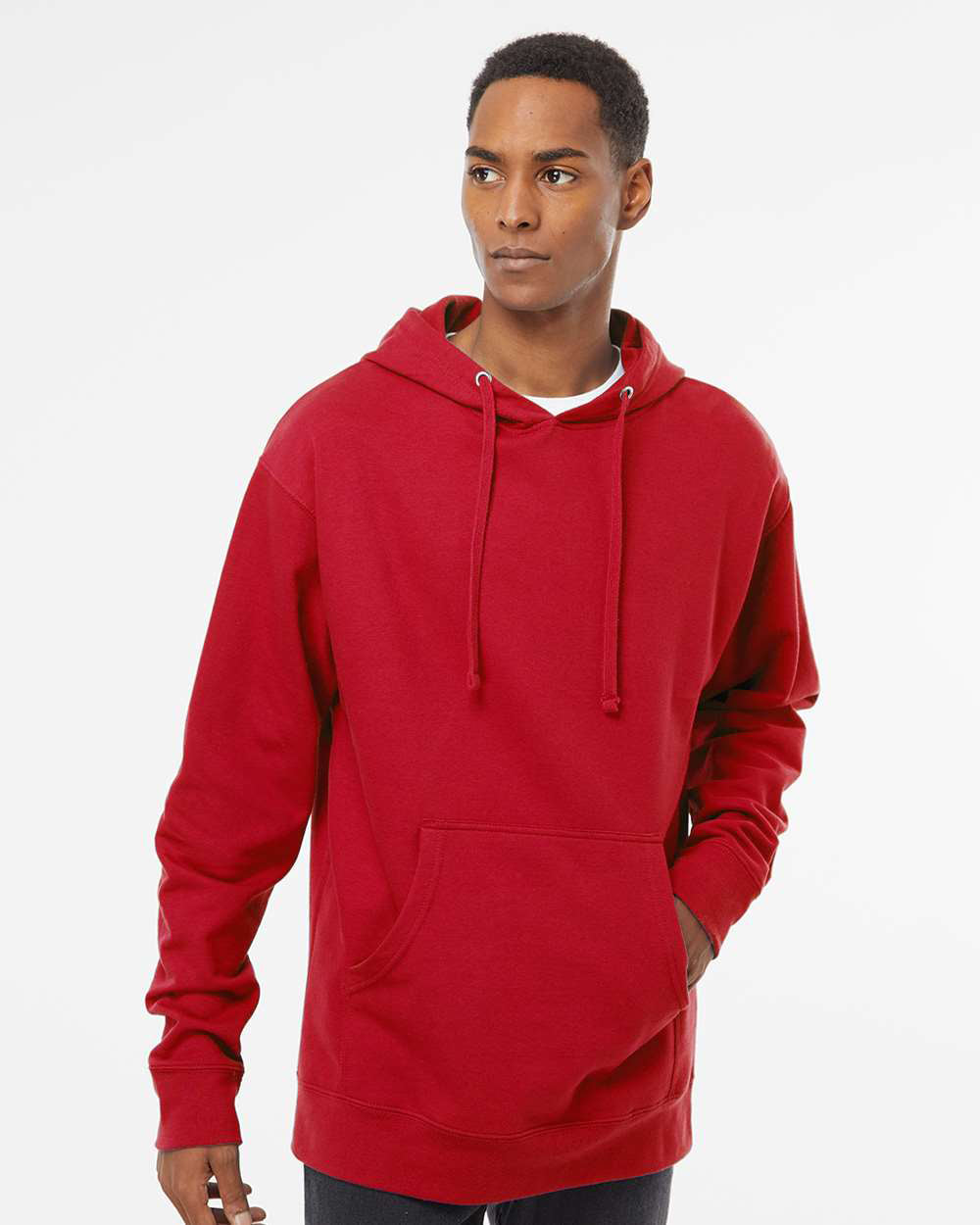 Independent Trading Company 8.5oz. Midweight Pullover Hood in Red — front view (2)