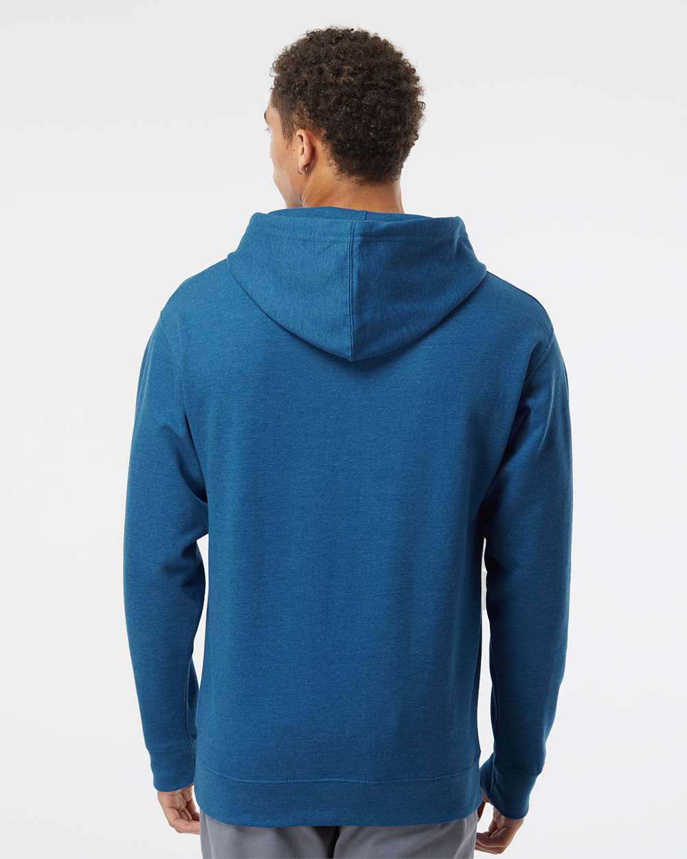 Independent Trading Company 8.5oz. Midweight Pullover Hood in Royal Heather — back view (2)